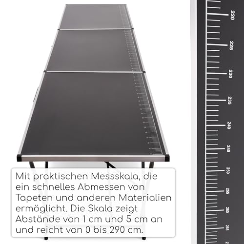 Raburg Tapeziertisch Stan mit Alu-Rahmen, klappbar, ca. 298 x 60 x 77 cm in SEIDEN-SCHWARZ, beschichtete MDF-Platte, 30 kg belastbar, mit praktischer Skala bis 290 cm - 5