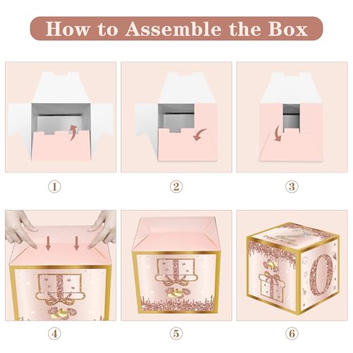 Image of Guiruiy 3Pcs 2nd Birthday Boxes Decorations for Girls - Pink Rose Gold Two Sweet Birthday Balloon Boxes Party Supplies, Two Years Old Girl Bday Theme Cardboard Gift Box Decor