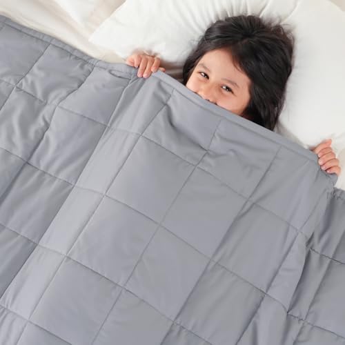 Topblan 3 lb Weighted Blanket, 36" x 48" Heavy Blanket, Soft and Breathable, Glass Bead Filling for Calming Machine Washable, Grey