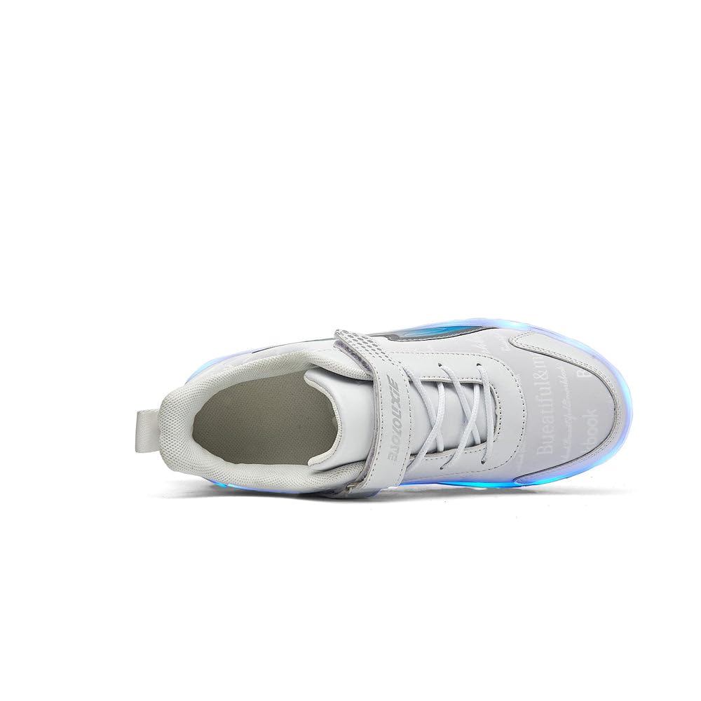 Sneaker per Bambini,Scarpe da Skateboard a Due Ruote,Luce a Cambio Colore Regolabile,Ricarica USB,universali per Ragazzi e Ragazze,Nero Rosa Oro Argento 27–40 EU