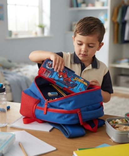 Image of Spiderman Power Magnetic Pencil Box for Boy & Girl, Aesthetic, Space Astronaut Theme Pencil Case Return Gifts for Kids, Multicolor