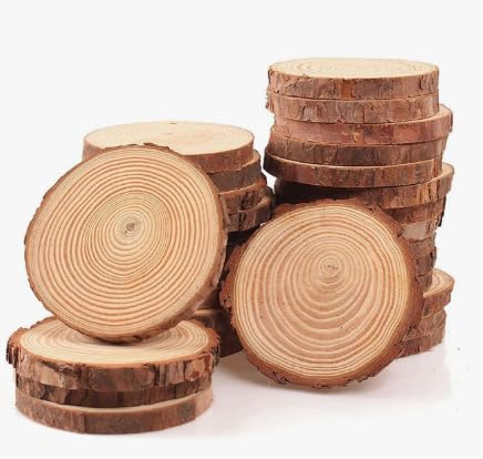 Recopilación de Madera sin acabado Top 5. 49 Paquete de 10 Rodajas de Madera Natural para Arte y Decoración - Medida: 7/8 cm - Ideal para Proyectos DIY, Cumpleaños, Bandejas, Cocina, Centro de Mesa, Manualidades y...