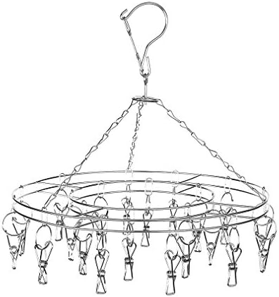 wankausonline Laundry Drip Hanger Stainless Steel Clip and Drip Laundry with 20 Clothespins for Drying Socks Baby Clothes Cloth Diapers Towel Scarf Bras Gloves