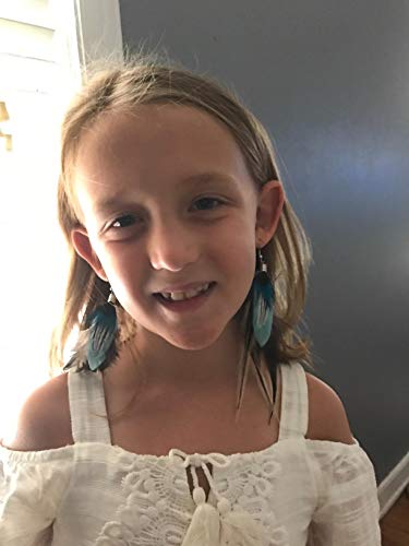 Native Feather Dangle Earrings for Women Long Peacock Boho Hook Earring - Image 6