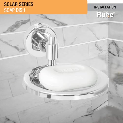 Image of Ruhe Solar Soap Dish | Stainless Steel | Wall Mounted | Soap Dish Holder | Soap Try For Bathroom Accessories | Soap Stand | Soap Holder For Bathroom and Kitchen |Bathroom Organizer| Chrome Finish