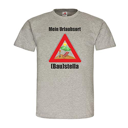 T-shirt d'été gris XXL avec inscription allemande Mein Urlaubplatz #25117