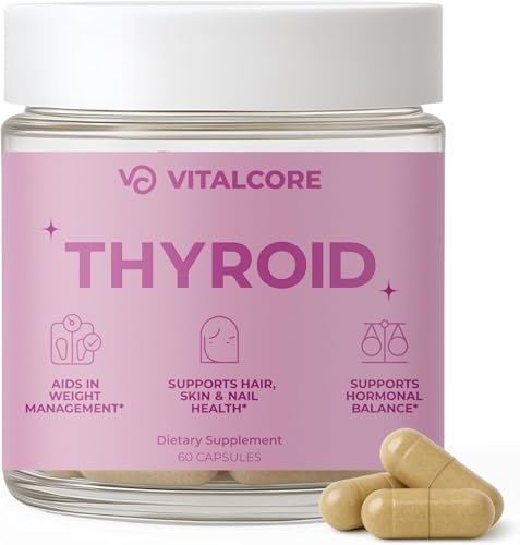 Vital Core Desiccated Thyroid Supplement 200mg | Grass-Fed, New Zealand Sourced Bovine Thyroid Support for Women, Energy & Metabolism Boost, Thyroid Health, Mood Balance & Sleep Relief – 60 Capsules