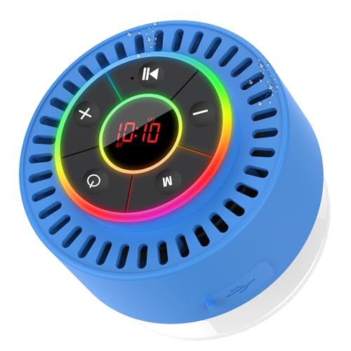 Image of Bluetooth Speaker, Shower Speaker IPX7 Waterproof, Speakers Bluetooth Wireless with Rich Bass, Portable Speaker with LED Light, Suction Cup,8H Playtime, for Bathroom Party Beach, Ideal Gifts, Purple