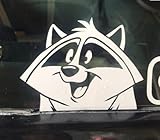 Meeko Pocahontas Raccoon car Decal in White 4 inches Tall 5 inches Across