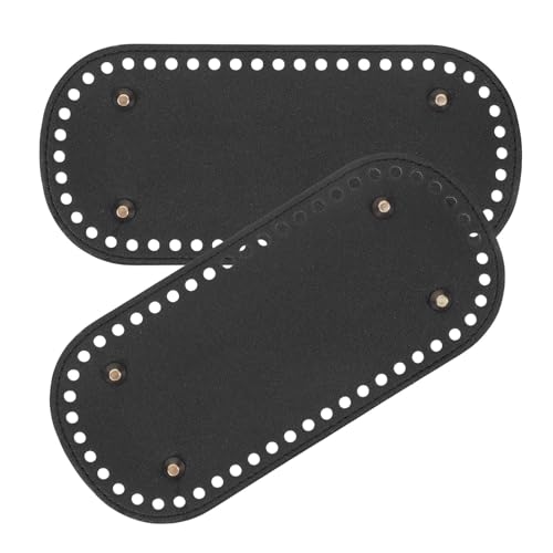 TOYANDONA Bases para Bolsos DIY de Piel Sintética Negra Ovaladas 22X10 CM Orificios Pretaladrados para Manualidades y Crochet Accesorio Práctico para Base Moldeadora de Bolsos Artesanales