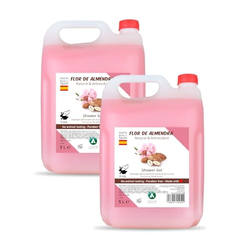 Pack 2 garrafas gel de ducha almendra - total 10L - fórmula hidratante para limpieza corporal diaria - uso profesional o familiar en hostelería, gimnasios y alojamientos turísticos - Vitacab