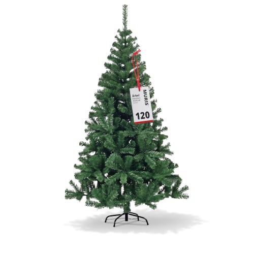 MURIS Árbol de Navidad Artificial 120 cm, Estructura Desmontable, Ramas Abatibles, Soporte Metálico Plegable, MRS-ZW001