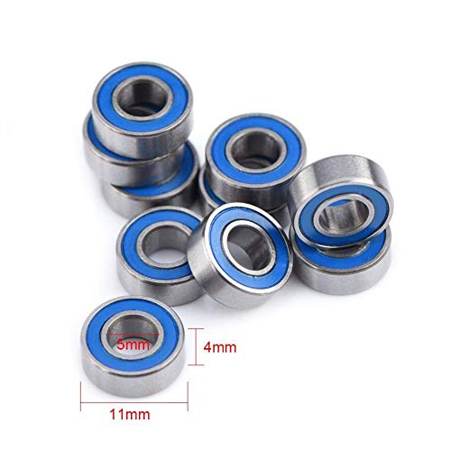 Kugellager, 10 Stück 5x11x4mm MR115-2RS Miniatur-Kugellager Stahl Doppel-geschirmtes Rillenkugellager für 3D-Drucker, Quadcopter oder Modell