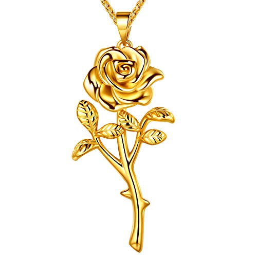 beautlace Rose Necklaces 18K Gold Plated Flower Pendant Elegant Jewelry Gifts for Women KP0072Y