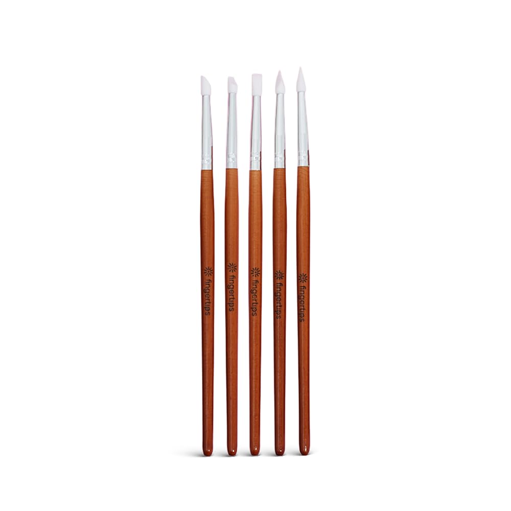 Fingertips 3D Silicone Nail Art Brush Set – 5 Pcs Professional Silicone Nails Tools for Gel Sculpting, Rhinestone Placement, Chrome Powder & 3D Nail Designs | Mess-Free Nail Art Tools-image-39