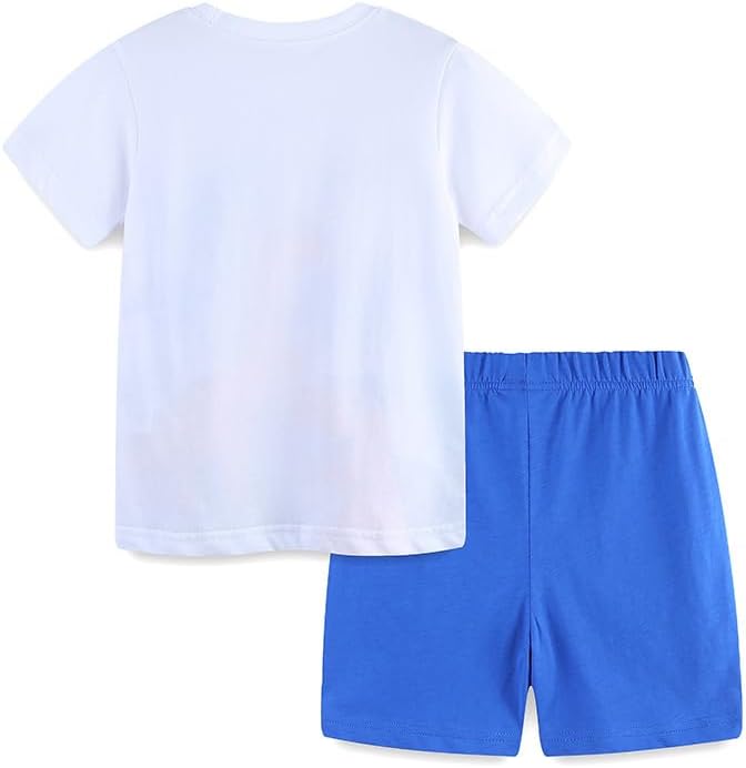 Boy Shorts Sets Dinosaur Animal Print Shirt Summer Outfits Set 2pcs Casual Clothes Long neck dinosaur S-2-3Y