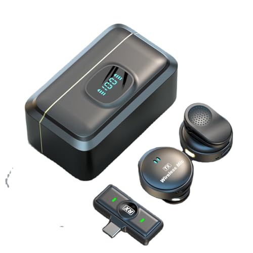 Image of Type-C Port Version 2-in-1 Wireless Magnetic Button Collar Microphone Noise Cancelling Lapel Mic Plug and Play 164ft Range for YouTube Vlog Video Recording