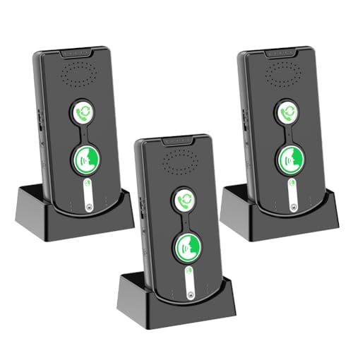 2 Way Intercom for Home Upgraded, Portable Wireless Intercom System for House with 5 Level Volume and Ringtones Adjustment Rechargeable for Hospital Hotel Office Business 3 Pack(Black)