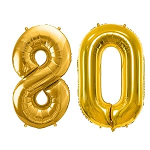 Luftballon 80. Geburtstag Ballon 80 Gold Folienballon 80 XXL Größe 86cm-100cm Gold Metallic Dekoballon 80 Geburtstag…
