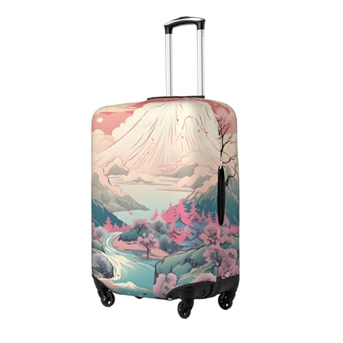 Elastic Luggage Cover Anti Scratch Dirt Covers, Japanese Style Snow Mountain Cherry Blossoms Travel Luggage Cover Suitcase Protector Fits 31-32 Inch Luggage2