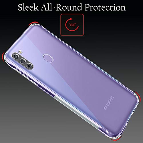 Image of TheGiftKart Ultra Clear Slim Anti-Slip Grip Soft Silicone Back Cover Case with Complete Camera Protection & Anti-Dust Plugs Built-in for Samsung Galaxy M11 (Transparent)