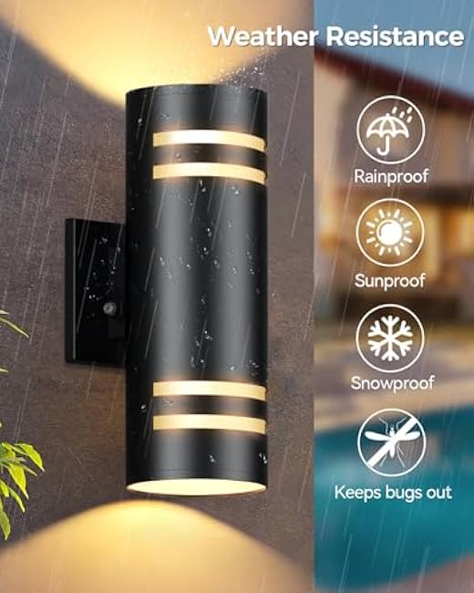 KIZON Outdoor Lighting RGB Color Changing Cylinder Modern Outdoor Wall Lights Up Down Lights