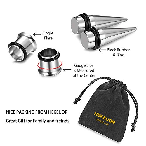 HEKEUOR 9mm Steel Ear Stretching Kit 2 Steel Tapers 2 Steel Tunnels Size Between 0g(8mm) and 00g(10mm)2