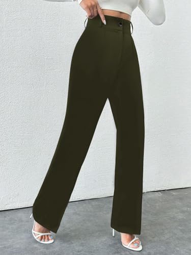 Image of Toochki Trousers for Woman Pants Women's Formal Office Korean | Black Track Pant | Straight | Cotton Spandex Stretchable Trouser | High-Waisted Bottom Wear