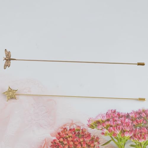 Image of Alilang 2Pcs Classic Hat Pins for Women and Lapel Brooch Set Vintage Style Decorative Stick Pins for Hats Suits Scarves Fitted Hats to Keep Hat in Place