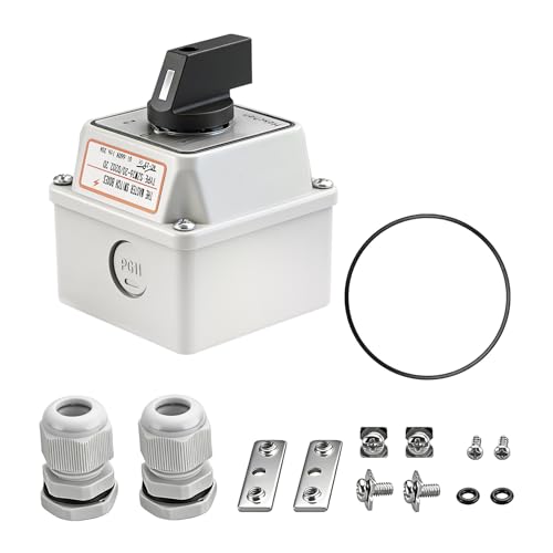 Heschen Universal Rotary Cam Selector Changeover Switch, SZW26-20/D202.2D, 660V 20A, ON-Off-ON, 3 Position 2 Phase 8 Terminals, with Master Switch Exterior Box,(Standard Box)