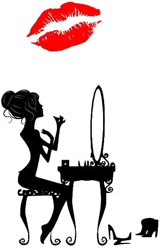 BooDecal Makeup Women with Red Mouth Lip Removable Wall Decals Murals Stickers for Bedroom 21 inches x 33 inches