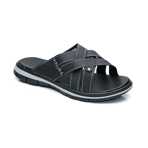 MGGMOKAY Men's Slide Sandal Mens Leather Sandals Comfortable Lightweight Summer Casual Beach Slides for Men4