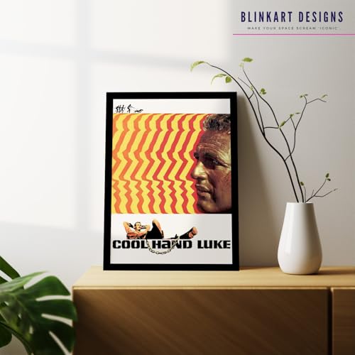 Image of BLINKART Cool Hand Luke (1967) Movie Poster Frame 8x12 Inch | Premium 300 GSM Paper Wall Print | Vintage Film Artwork for Home, Bedroom, Living Room, Office | Framed Photo Decor