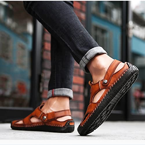 Sandals Men Roman Sandals Outdoor Sneaker Beach Rubber Trekking Sandals(D,40 Code)3