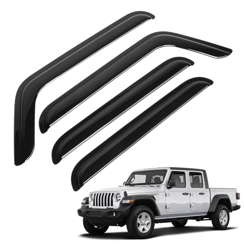 Image of Gladiator Rain Guards - Window Visors for Jeep Gladiator 2020-2025 2026, Out-Channel Side Window Rain Guards for Gladiator Accessories, 4PCS, Black, Car Accessories