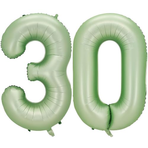 Image of Sage Green Number 30 Balloon,30 Balloon for Birthday Party Decorations | 30 Number Balloon,40 Inch 30 balloons,Helium-fillable,30 Foil Mylar Balloons,for Boys Girls Birthday Party Decorations