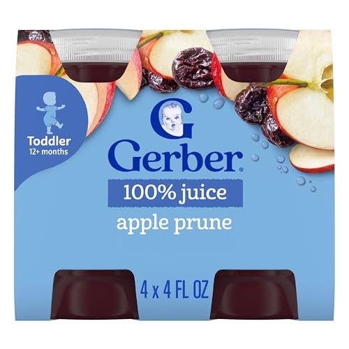 Gerber Apple Prune Juice, Toddler Juice, Toddler Drink, Baby Prune Juice, 12+ Months, 4PK