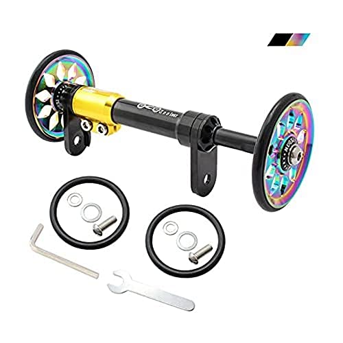 Wheel Extender for BROMPTON Eazy Wheels Extension Rod BLACK/RAINBOW (Extender + 2 easy wheels)