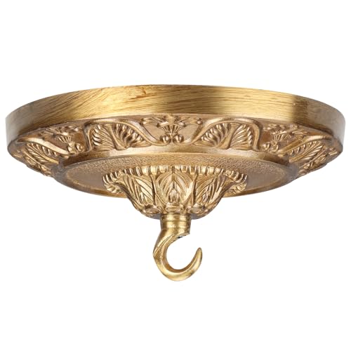 BEQUZON 6 Inches Vintage Brass Ceiling Canopy Plate, Antique-Style Mounting