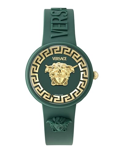 Versace Medusa Pop Collection Luxury Womens Watch Timepieces with a Green Strap, Case and Dial2