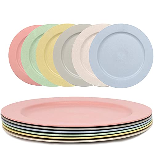 Set di 4 piatti piani in porcellana bianca con bordi multicolori Alma