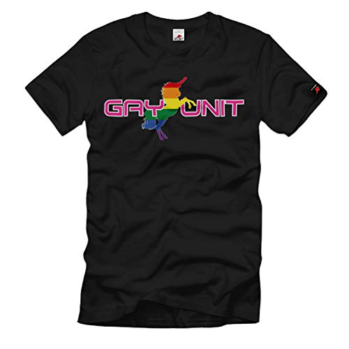 T-shirt Gay Unit Homo licorne arc-en-ciel #35532 noir XXL en coton durable
