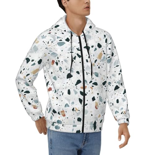 Sweat à capuche thermique homme zippé pour stopper le froid style marbre pastel