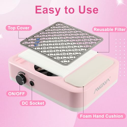 Angnya NAIL DUST COLLECTOR With 2 Reusable Filters,Nail Extractor Vacuum Acrylic Nail Dust Collector thumb #5