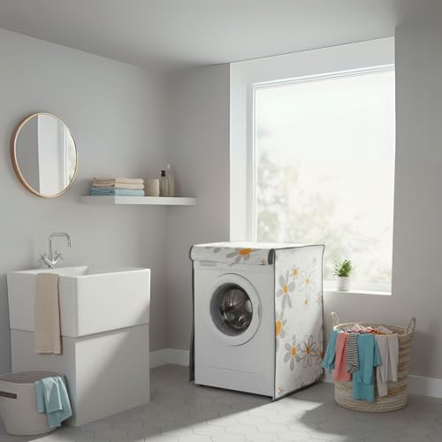 Washing Machine Cover and Dryer Cover for Indoor, Waterproof Washing Machine Cover, Waterproof Cover with Zip, Dust Cover, Indoor Washing Machine Cover 60 x 60 x 80 cm