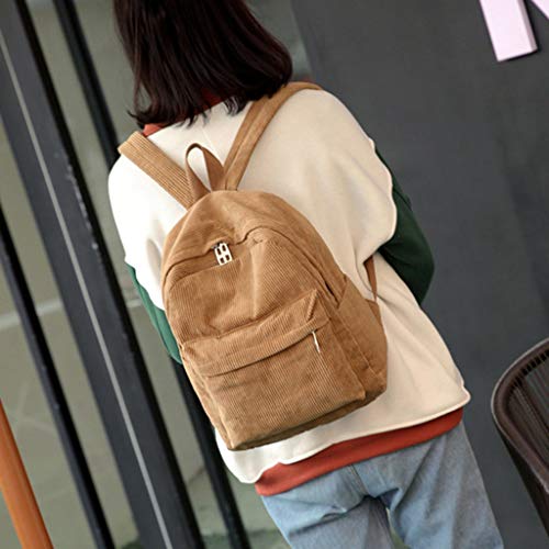 Rhfemd Women Vintage Rucksack Corduroy Backpack School Bag Casual Computer School Travel Handbag Rucksack - Image 5