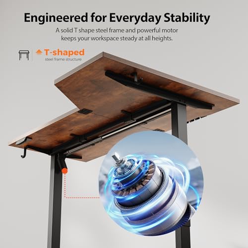 Image of Agilestic Electric Standing Desk, Height Adjustable Desk, 63 x 35 Inch Sit Stand up for Work Office Home, L Shaped Ergonomic Rising Computer Table with Memory Preset, Rustic Brown