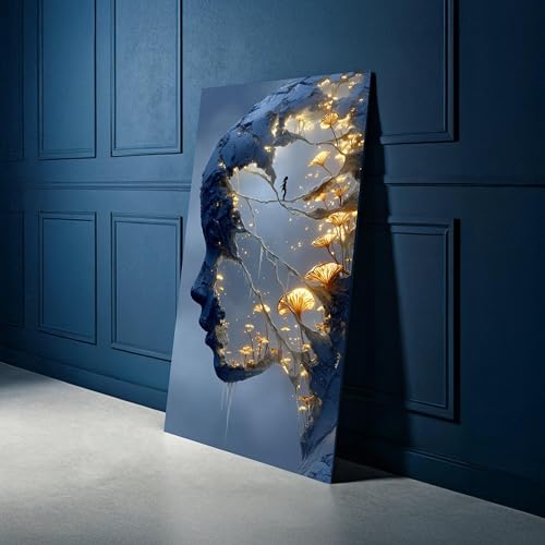 Tableau sur toile peinture fantastique motif nature illuminé moderne
