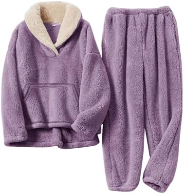 Flygo Women Fuzzy Warm Fleece Pajamas Sets Winter Flannel Sleepwe...