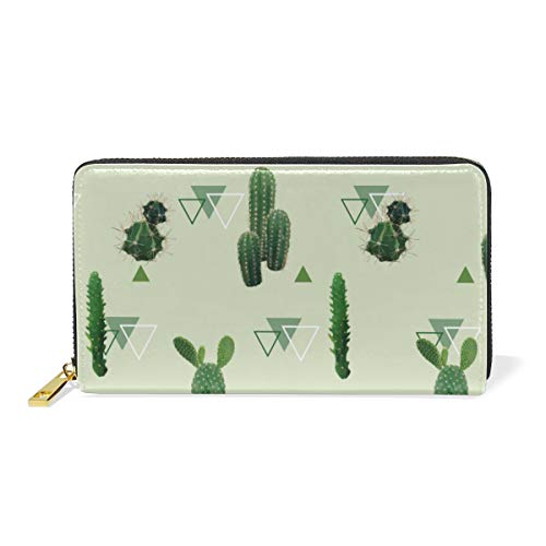 GIGIJY - Cartera larga con diseño geométrico de cactus para mujer, cartera larga con cremallera, multicolor, Talla única